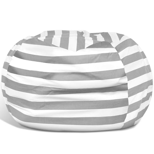 ZJRDYYK Stuffed Animal Storage Bean Bag Chair Cover for Kids, Cotton Canvas Bean Bag Cover (No Filler), Stuffable Bean Bags with Zipper for Stuffed Animals