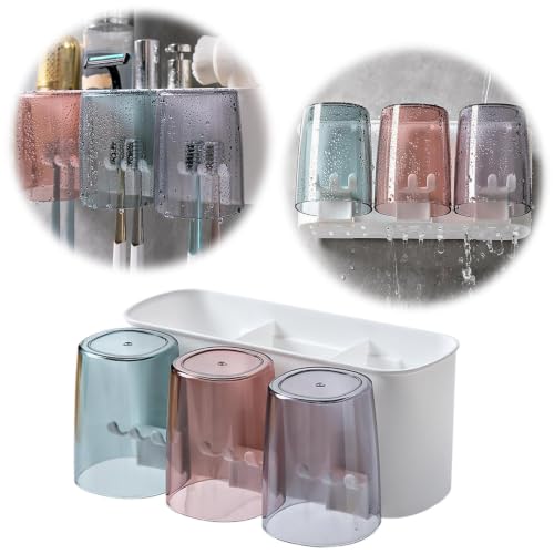 Toothbrush Holders with Wall or Countertop Design 8.54 x 3.54 x 3.39 inch 4 Slot Open Grid Detachable Tray Bathroom Organizer Large Capacity Easy Clean Toothpaste Holder for Family Vanity (Multicolor) - image 5