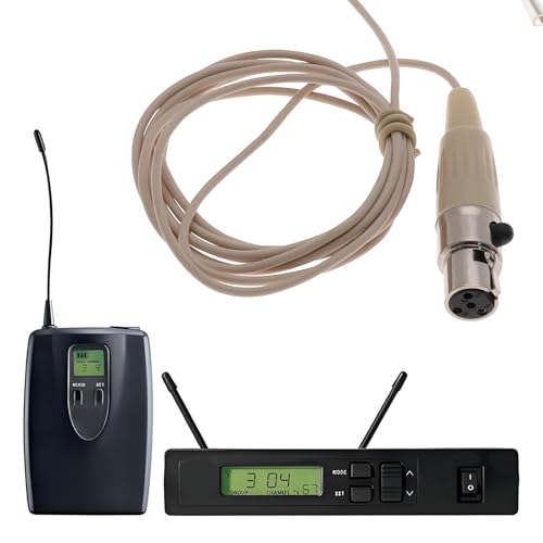 Micrófono XLR TA4F de 4 pines beige para transmisor inalámbrico Shure con cable resistente 4