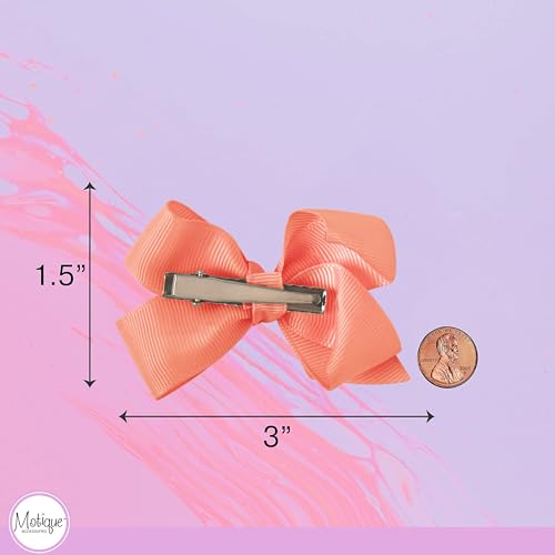 Image of Small Solid Bow for Girls - Set of 12 (Peach)