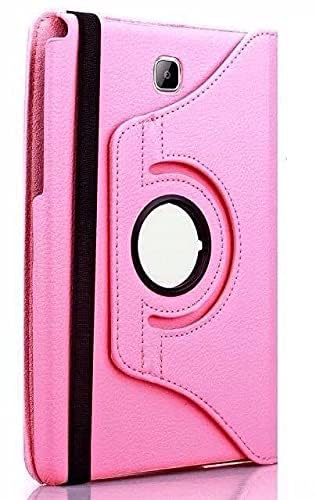 Image of M Cart 360 Degree Rotating Universal Camera Hole Leather Stand Case Cover for Samsung Galaxy Tab A 8.0 Inch T350, T351, (Light Pink)