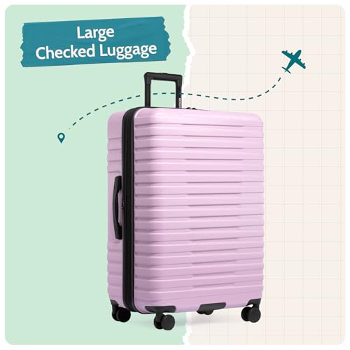 U.S. Traveler Boren Expandable Hardside Rugged Travel Luggage with 8 Spinner Wheels, Lavender, Checked-Large 30-Inch by U.S. Traveler - Used condition - Image 5
