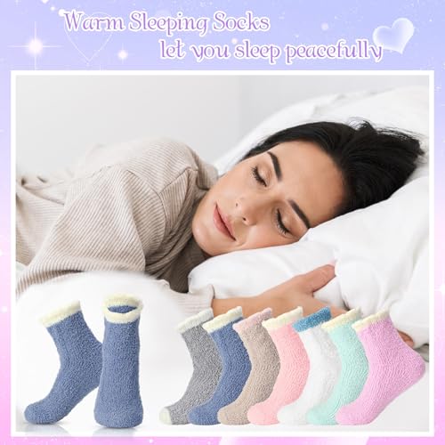Handepo 100 Pairs Women Fuzzy Socks Bulk Winter Warm Soft Cozy Fluffy Microfiber Socks Sleeping Christmas Gifts4