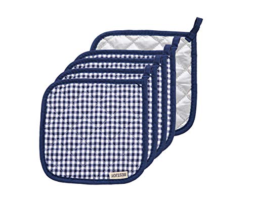 5 Pcs Pot Holders For Kitchen, Cotton Potholers With Great Heat Resistance, Hot Pads, Trivets For Cooking And Baking Blue #TOP14