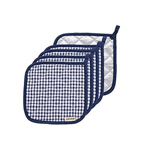 5 PCS Pot Holders for Kitchen, Cotton Potholers with Great Heat Resistance, Hot Pads, Trivets for Cooking and Baking Blue