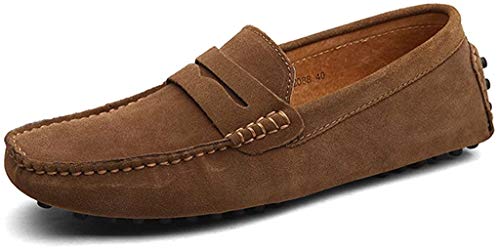 CCZZ Chaussures de sport pour homme en daim souple et confortable 38-49 - Marron - kaki, 47 EU