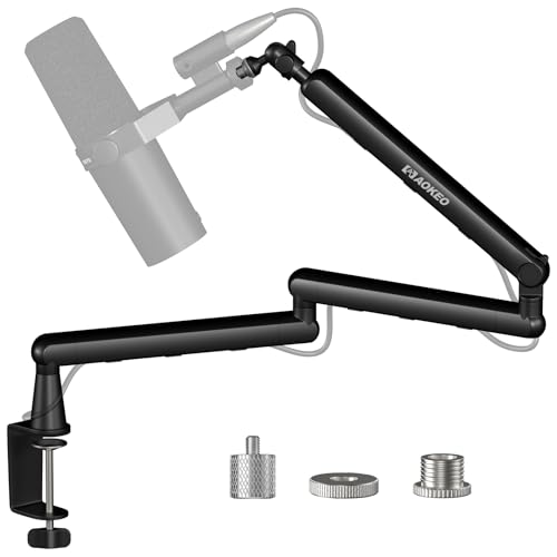 Microphone Arm,Aokeo AK-55i Desk Low Profile Mic Boom Arm Stand,Suitable For Blue Yeti,Snowball iCE,HyperX QuadCast,SoloCast,Elgato Wave,Etc