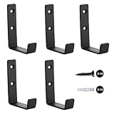 MANMILAI 5 Pcs Towel Hooks Heavy Duty Black Wall Hooks Extra Thick Pure Metal with Screws Hole Insta