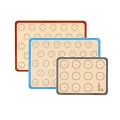 Super Kitchen Set da 3 Tappetini da forno in silicone Antiaderente, Foglio da Forno per Macaron Biscotti Pane - Carta da Forno Riutilizzabile, Stuoia Pasticceria, Resistente al Calore, Senza BPA
