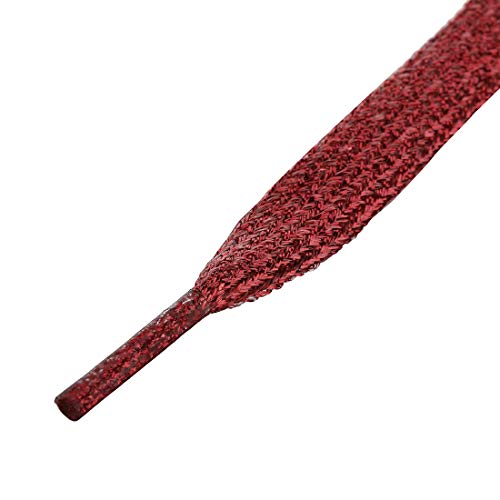 Allegra K Glitter Shiny Metallic Sparkling Shimmery Flat Sneakers Shoelace Shoe Laces Strings 110Cm/43.31" Red #TOP5