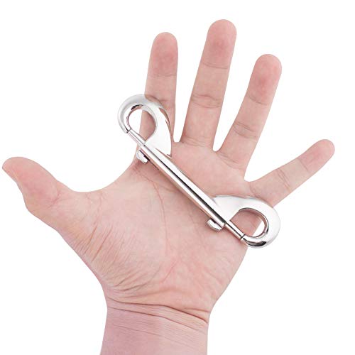 Aowesm 4 Packs Zinc Alloy Double Ended Bolt Snap Hooks Nickel Plated Double Sided Trigger Chain Metal Clip Scuba Diving Clips Key Holder Security New (Silver, 4 Inch) #TOP4
