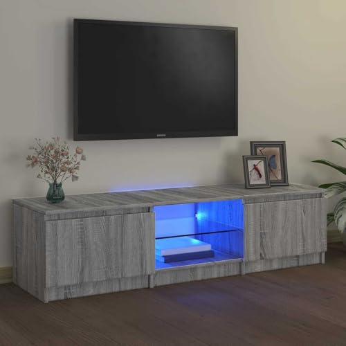 Woonisher Meuble TV avec lumières LED Sonoma Gris 140x40x35,5 cm Ensemble Meuble TV et Table Basse