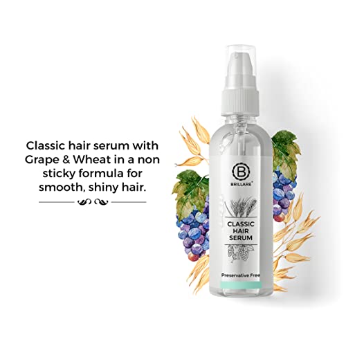 Brillare Professional Classic Hair Serum For Dry Frizzy Hair Women, Enriched With Wheat Germ & Grape Seed Oil, For Smooth, Shiny & Tangle free Hair, 100 ml - Image 3