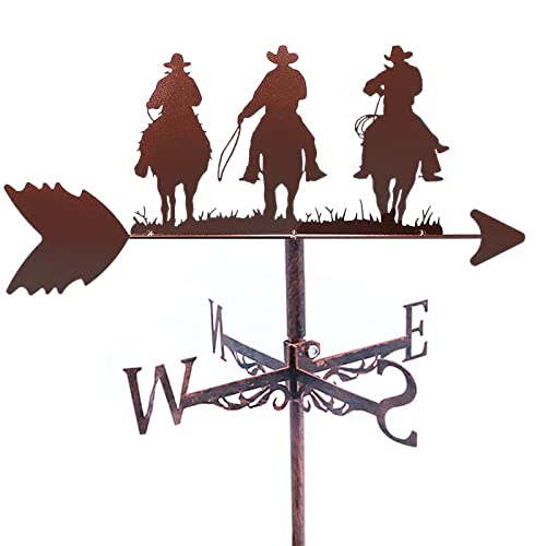 Varaka Weathervane With Roof Mount Cast Iron Cowboy Weather Vane Garden Metal Decorations Wind Direction Indicator For Outdoor Roof Farm Yard #TOP14