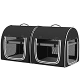 TIANTIANDIGITAL 2 in 1 Portable Cat Bag, Pet Bag, Dog Bag, Pet Supplies, Foldable Design and Storage Bag, 2 Mesh Windows, Black
