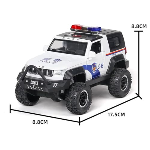 Image of 1:32 Scale Jeep Police Metal Pullback Diecast Car for Kids with Openable Doors, Sound, Light Effects Toy for Car Enthusiasts (Red)