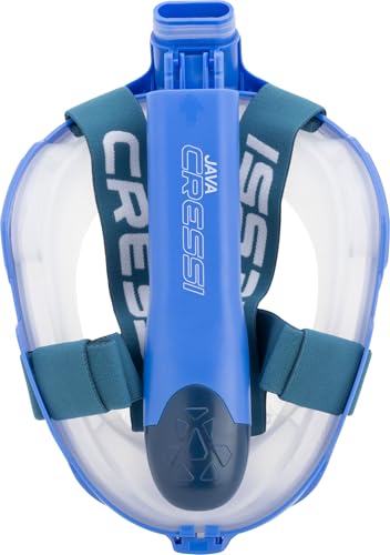 CRESSI Java Full Face Mask Blue/Blue Navy S/M - Maschera Snorkeling Integrale Unisex, Lente Ultra Chiara Anti Fog, 100% Silicone, Snorkel Dry con Valvole Sicurezza, Blu/Blu Navy, S/M - Immagine 4