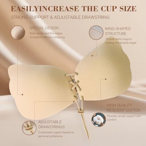 Sticky Adhesive Push-Up Invisible Strapless Bras for Women - 2 Pairs2