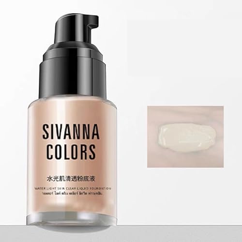 Thailand Sivanna Oil Free Powderless Liquid For Cover Water Base Primer Full Coverage Fluid Liquid Foundation, 40ml (1 Ivory)