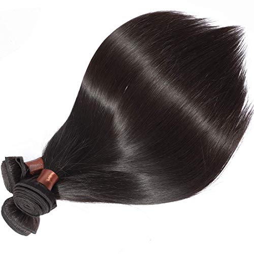Angie Queen Peruvian Virgin Hair Straight Hair 3 Bundles Weaves 100% Unprocessed Human Hair Extentions Wefts Nature Black Color (16 18 20) #TOP2