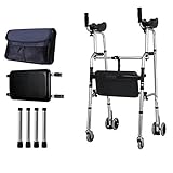 RajoNN Zusammenklappbarer Rollator mit vier Rädern, leichtes Gehgestell, tragbarer WC-Sicherheitsrahmen für ältere Menschen mit Behinderungen, Rehabilitation, Hilfsmittel für Lofty Ambition
