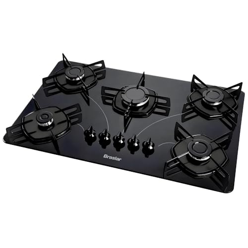 Cooktop A Gás 5 Bocas Braslar Pop Automático Preto Bivolt