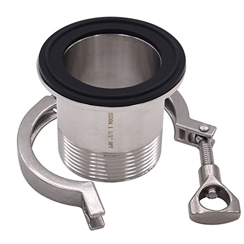 Image of DERNORD 2 Pcs Sanitary Male Threaded Ferrule Pipe Fittings + SUS304 Tri-clamp (Tri-clover Clamp) + FKM Gasket (Male Threaded Pipe Size:1-1 /2 Inch DN50)