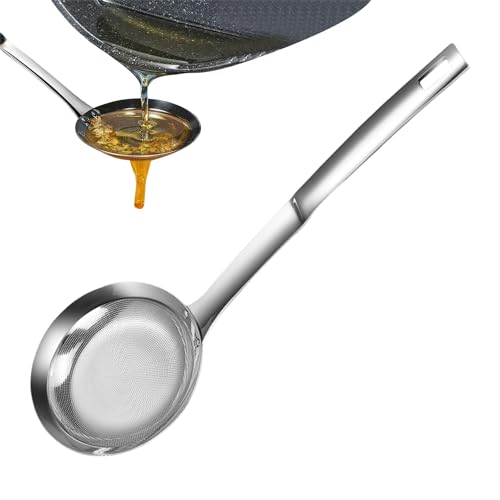 Colador De Malla De Acero Inoxidable – Cuchara De Espumadera De Grasa, Colador De Malla Fina | Tamiz De Cocina Sostenible Para Cocinar, Preparación De Alimentos, De Caldo, Ella