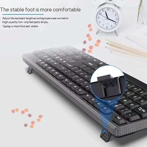 Guiheng Wired Computer Keyboard, Plug Play USB, Large Number Pad, LED Indicators,Ergonomic, Foldable Stands,Anti-Wear Letters Full Size Keyboard,for Windows Mac PC Laptop-Black - 4