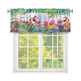 Mexpekil Cortinas con cenefa para ventanas, diseño de flamenco tropical, con...