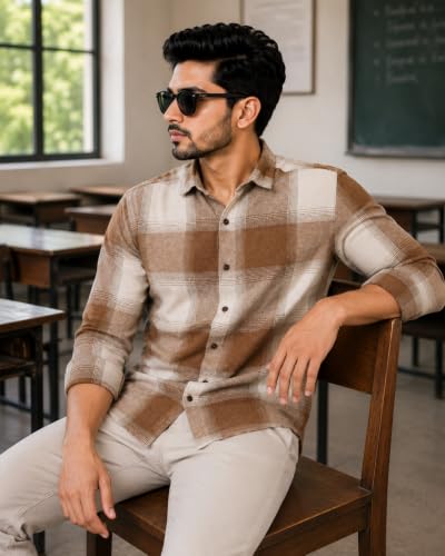 Image of Men's Flannel Plaid Check Full Sleeve Button-Down Shirt