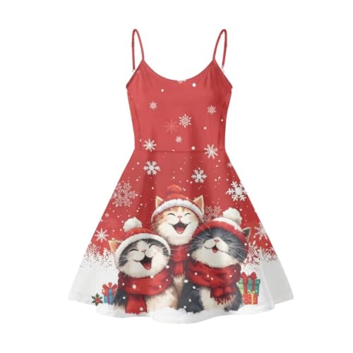 Image of Women's Spaghetti Strap Dress Summer Casual Swing Sundress Girls Beachwear Swing Mini Dress