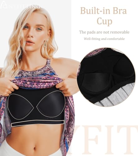Image of ANYFITTING Summer Dress with Built in Bra Casual Beach Sundress Flowy Halter Mini Short Dresses for Women 2026