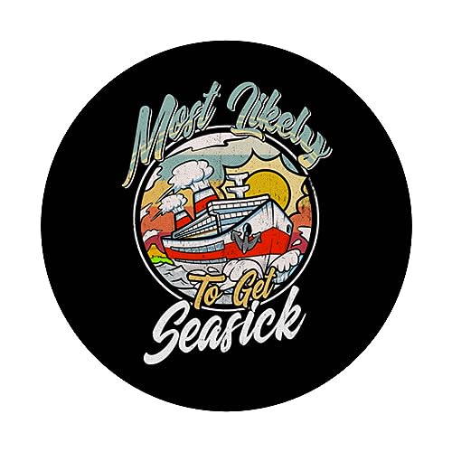 Cruise Crew Most Likely to Get Seasick Matching PopSockets Swappable PopGrip, Black - Image 3