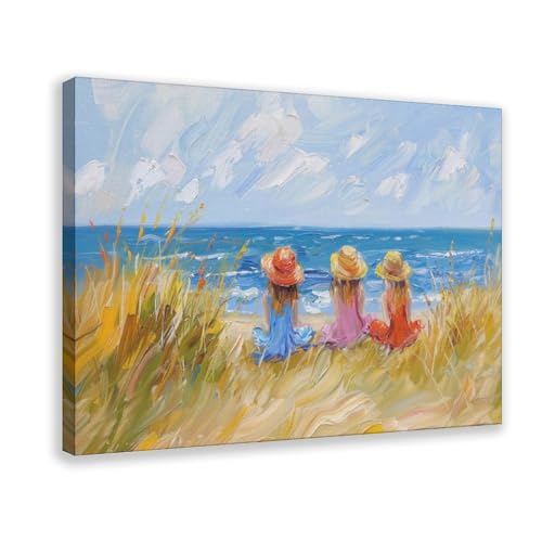 Poster Girls on Beach Sand Dune pour habiller un mur vide de salon