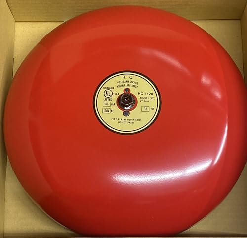 Red Fire Alarm Bell, 6 Inch 120 Volt AC