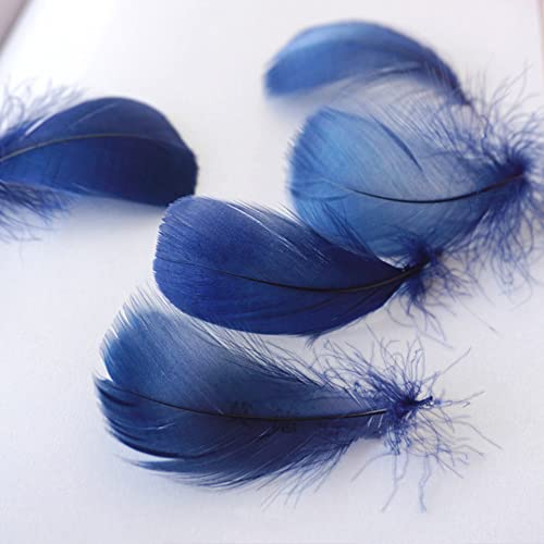 100 Pieces Navy Blue Goose Feathers for Craft, Bulk Colored Feather 3-5Inch Goose Feathers for DIY Craft Projects Festivals Weddings Birthday Party Decor