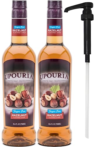 Upouria Sugar Free Hazelnut Coffee Syrup Flavoring, 100% Vegan, Gluten-Free,