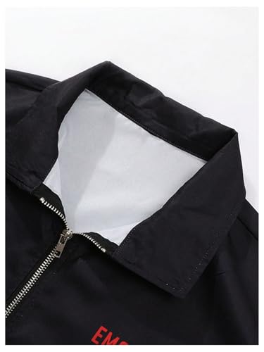 Men's Y2K Graphic Tees Letter Short Sleeve Collared Zip Up T-Shirts4