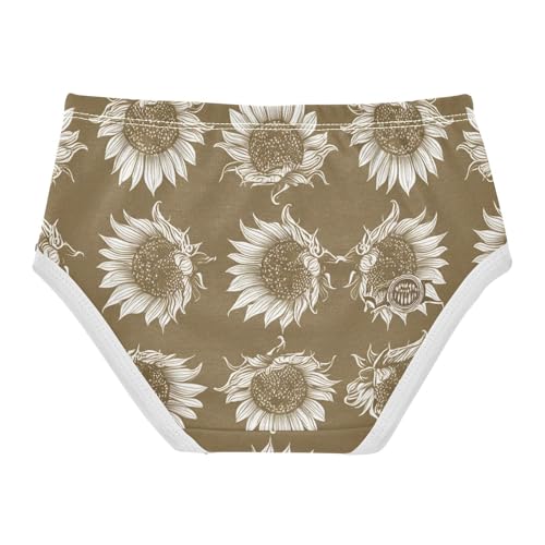 Brown Sunflowers Toddler Girls Underwear 2t Cotton Panties Little Girl Flower Briefs Girls Undies2