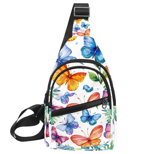 Sac à dos bandoulière papillon aquarelle réglable multicolore
