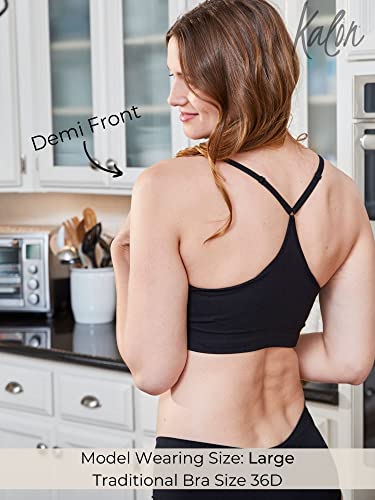 Kalon Women’s 4 Pack Racerback Sports Bralette Seamless Wireless Comfort Bra (Medium, Basics) #TOP3
