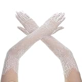 LXUEJIE White Lace Gloves, Bridal Long Gloves for Wedding, Floral Mesh Tulle Sheer Glove Women Elbow Wedding Glove for Tea Opera Party Cocktail Cosplay Halloween Costume