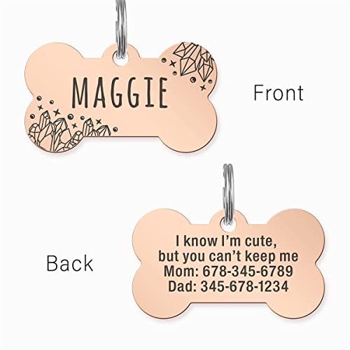 Vimdevs Custom Double-Sided Engraved Cat And Dog Tags, Many Unique And Cute Design Pet Id Tag, Bone, Round, Hexagon And Square(Bone (3 Color)) #TOP1