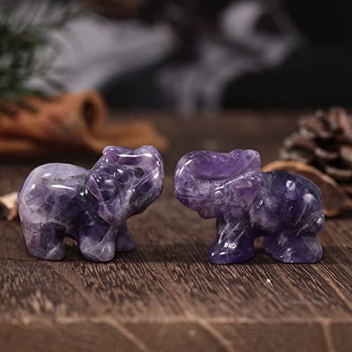 Lovionus89 Small Handcarved Elephant Crystal Statue, Home Office Guardian Animal Sculpture Decor 1.5 Inches,Amethyst - Image 4