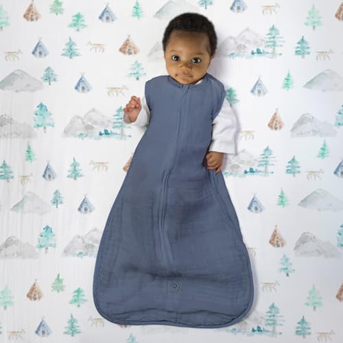 Image of SwaddleDesigns Softest Cotton Muslin Fitted Crib Sheet, Toddler Sheet for Boys & Girls, Fits Standard Crib Mattress (28 x 52 inches), Watercolor Mountains & Trees