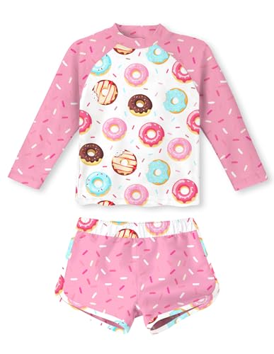 Image of Vogseek Girls Rash Guard Two Pieces Swimsuit Long Sleeve Bathing Suit for 3-10 Years