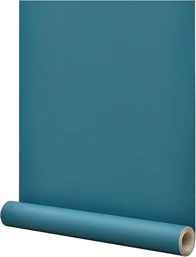Vista 16 de FUKU MON Papel tapiz de 24 x 394 pulgadas, color azul marino, papel de contacto azul mate, papel de pared sólido, autoadhesivo, grueso, textura Azul