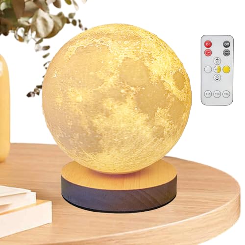 SENZZ Luz de Noche de Luna, lámpara de Luna LED con Temporizador y Control Remoto, lámpara de Luna giratoria de 360 Grados, lámpara de Luna LED de 3 Colores, iluminación alimentada por USB, habitaci