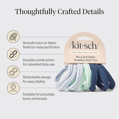 Kitsch Seamless Hair Ties No Damage - Garden Bouquet, 8pcs | Stretchable Hair Bands, Strong All-Day Hold Hair, Rubber Bands For Hair, Ponytail Holders | Hair Accessories for Everyday Use - image 4